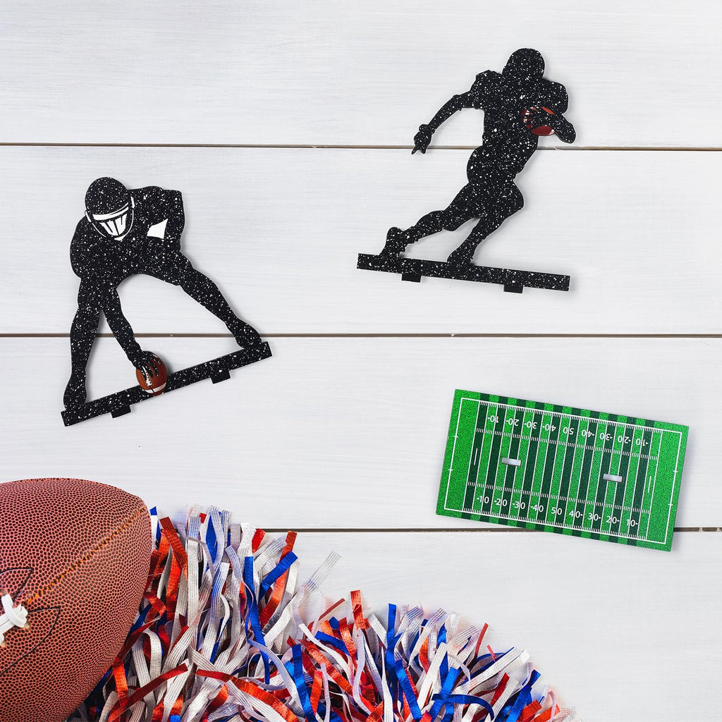 Geetery 6 Pack Football Player Silhouette Wooden Table Centerpieces for Sports Party Decor