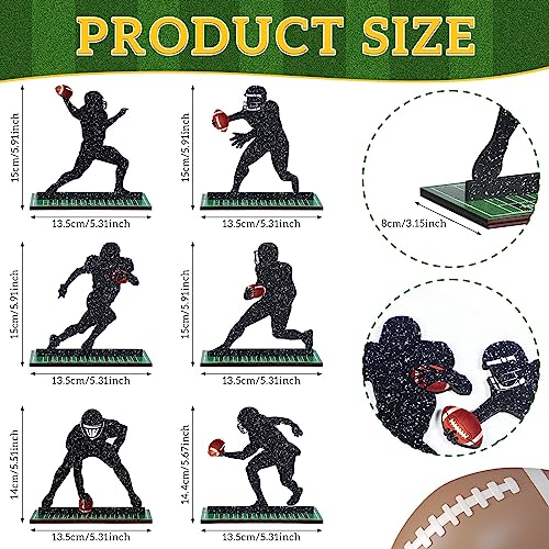 Geetery 6 Pack Football Player Silhouette Wooden Table Centerpieces for Sports Party Decor