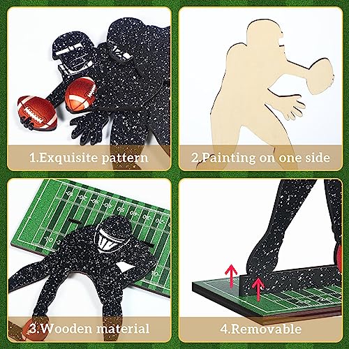 Geetery 6 Pack Football Player Silhouette Wooden Table Centerpieces for Sports Party Decor