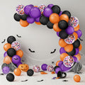 Gejoy 129-Piece Halloween Balloon Arch Garland Kit – Black, Orange & Purple Latex Balloons with Confetti