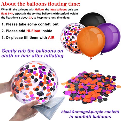 Gejoy 129-Piece Halloween Balloon Arch Garland Kit – Black, Orange & Purple Latex Balloons with Confetti