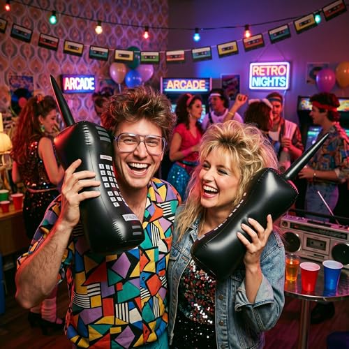 Gejoy 2-Pack Inflatable Retro Mobile Phones - 28 Inch Black 80s 90s Party Props