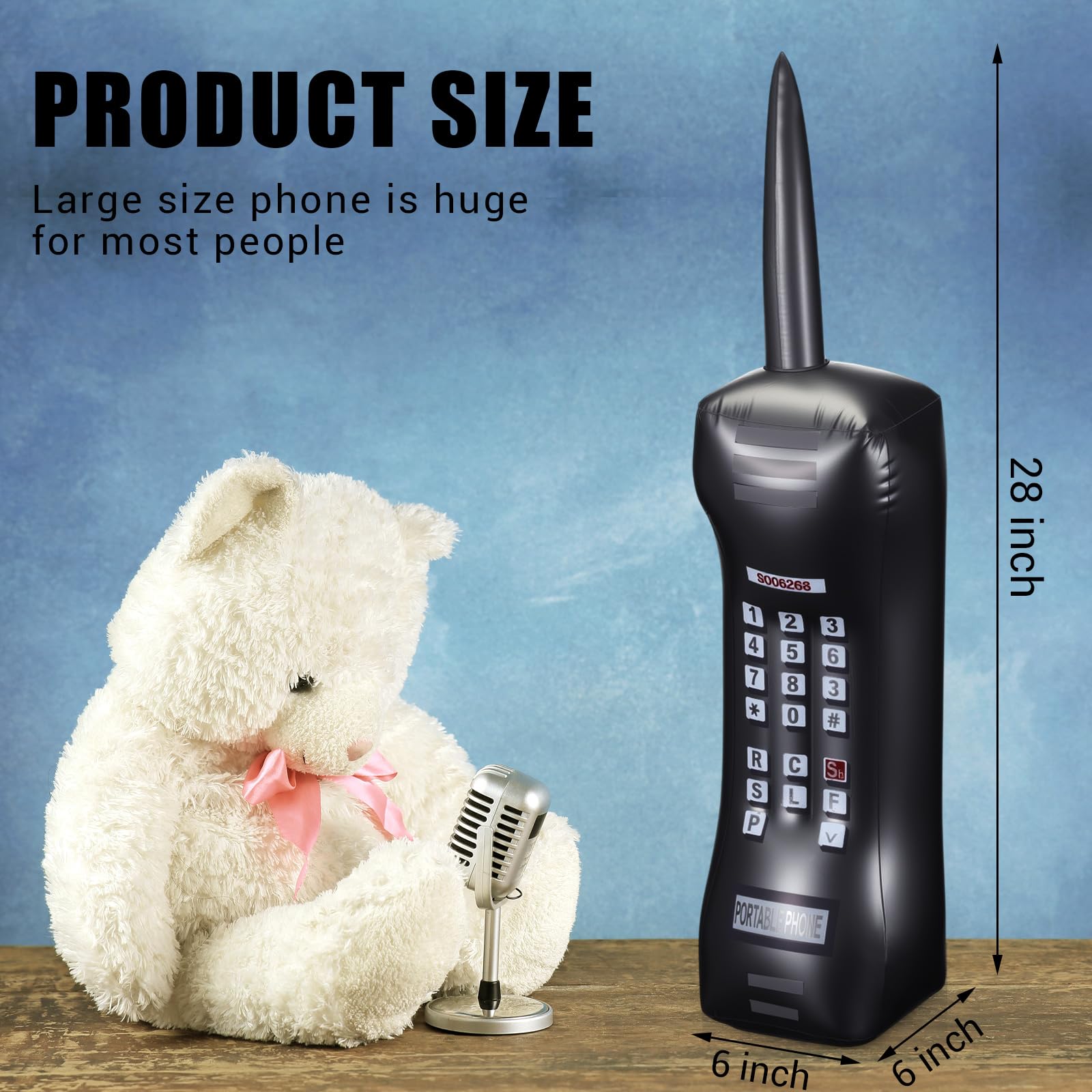 Gejoy 2-Pack Inflatable Retro Mobile Phones - 28 Inch Black 80s 90s Party Props