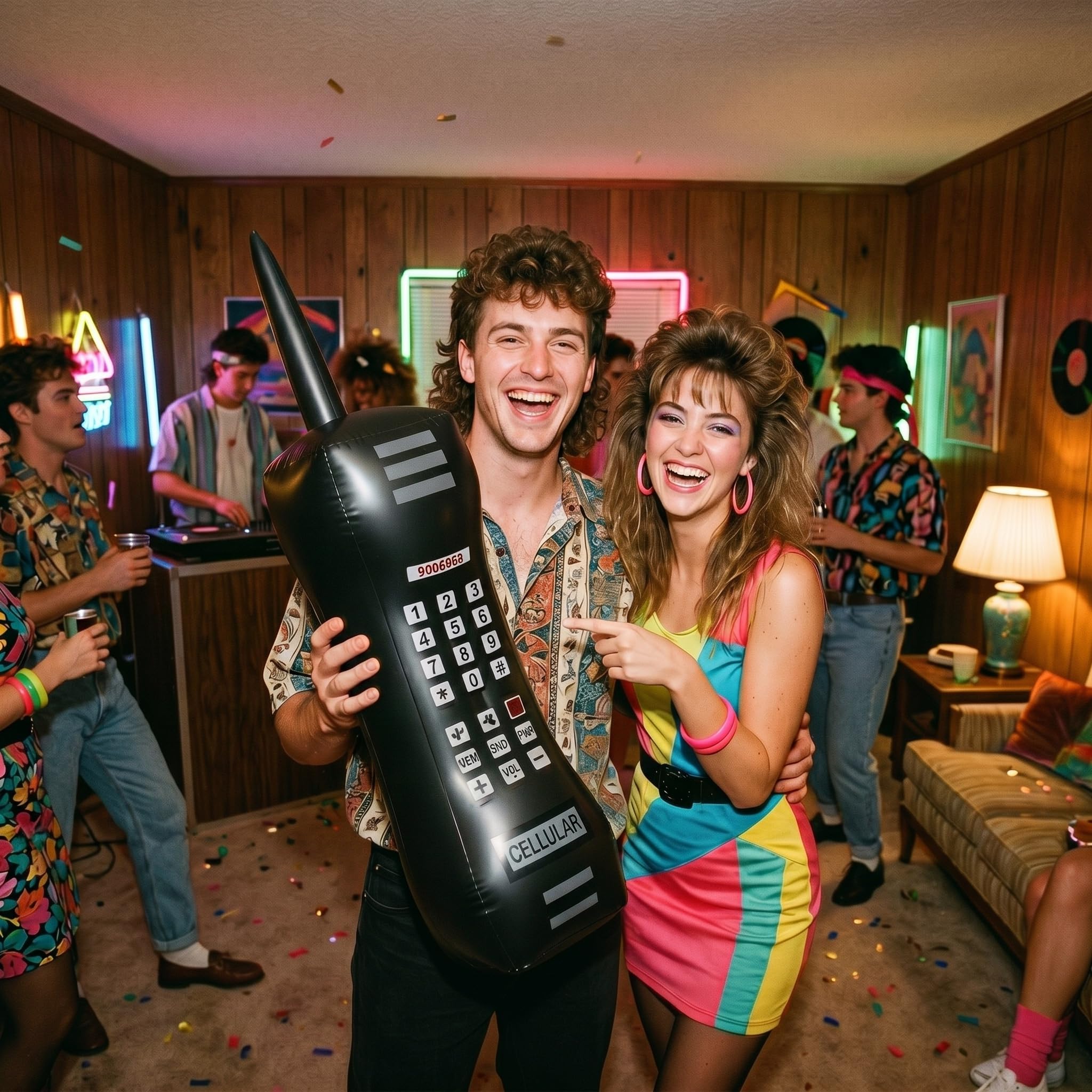 Gejoy 2-Pack Inflatable Retro Mobile Phones - 28 Inch Black 80s 90s Party Props