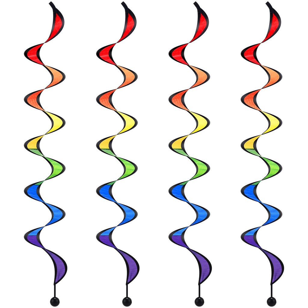Gejoy 4-Pack Rainbow Wind Spinners - 27-Inch Outdoor Hanging Windsocks for Garden and Yard Decor, Bird Scare