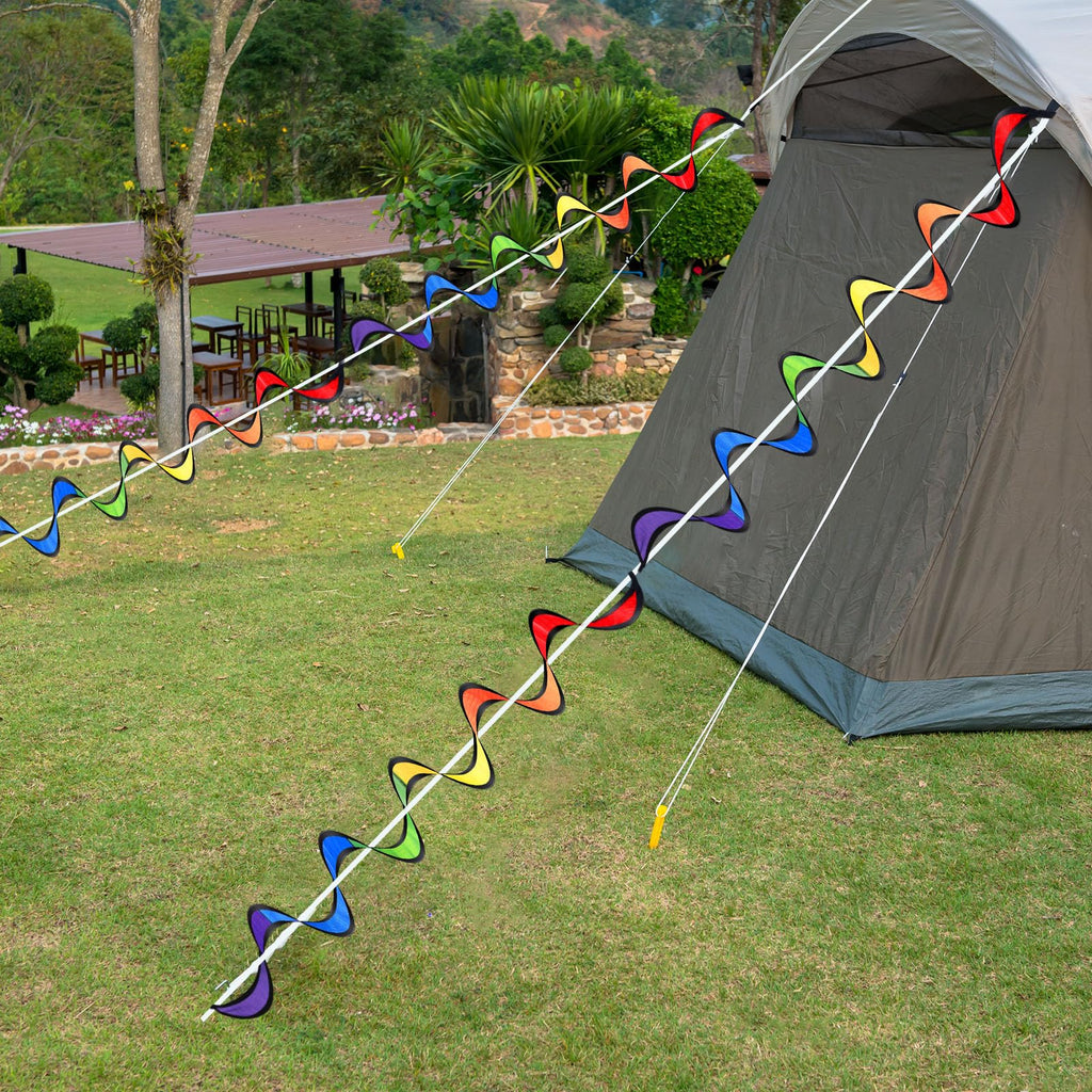 Gejoy 4-Pack Rainbow Wind Spinners - 27-Inch Outdoor Hanging Windsocks for Garden and Yard Decor, Bird Scare