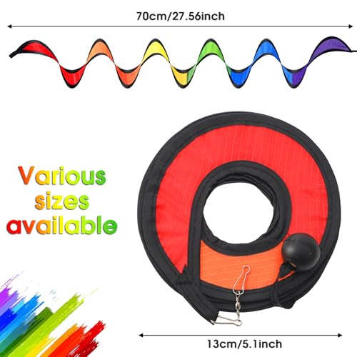 Gejoy 4-Pack Rainbow Wind Spinners - 27-Inch Outdoor Hanging Windsocks for Garden and Yard Decor, Bird Scare