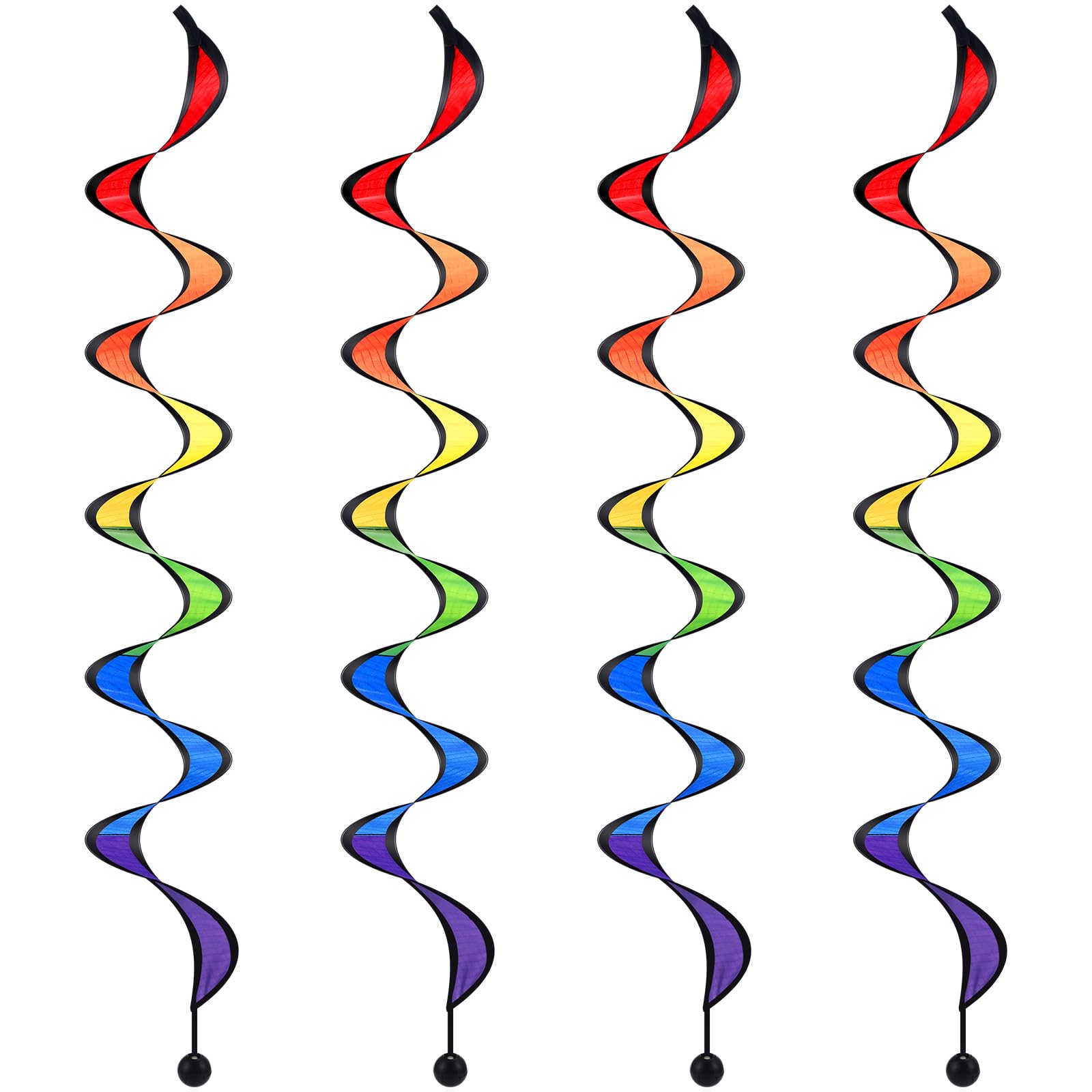 Gejoy 4-Pack Rainbow Wind Spinners - 37 Inch Outdoor Hanging Windsocks for Yard, Garden, and Camping Decoration