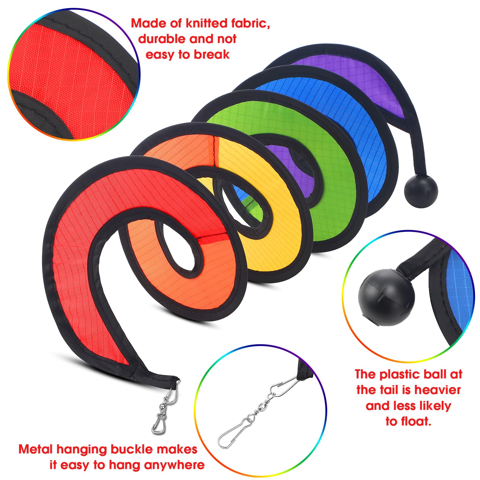 Gejoy 4-Pack Rainbow Wind Spinners - 37 Inch Outdoor Hanging Windsocks for Yard, Garden, and Camping Decoration