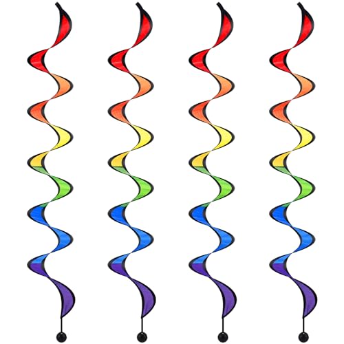 Gejoy 4-Pack Rainbow Wind Spinners - 37 Inch Outdoor Hanging Windsocks for Yard, Garden, and Camping Decoration