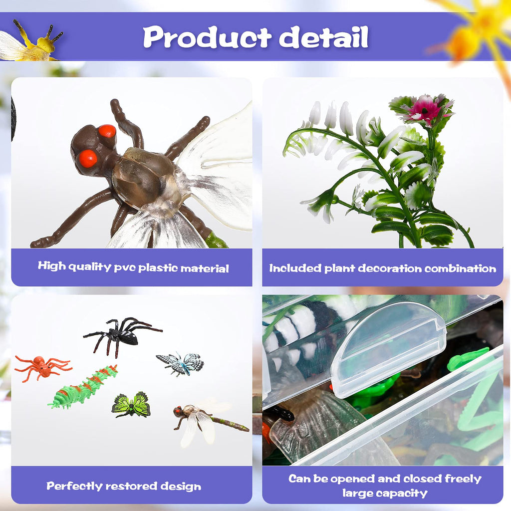 Gejoy 75-Piece Plastic Fake Bugs Set - Assorted Realistic Insects with Storage Box