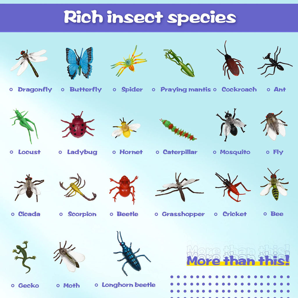 Gejoy 75-Piece Plastic Fake Bugs Set - Assorted Realistic Insects with Storage Box