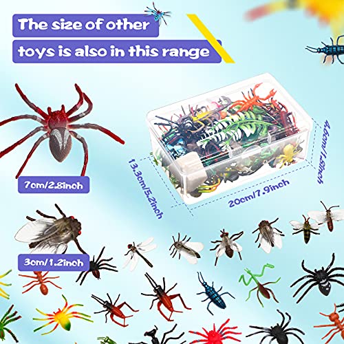 Gejoy 75-Piece Plastic Fake Bugs Set - Assorted Realistic Insects with Storage Box