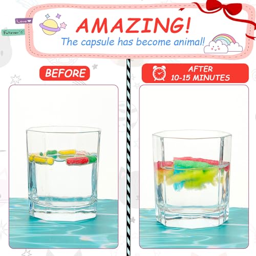 Gejoy 8-Pack Water Growing Capsules – 96 Mini Dinosaur, Sea Animal, Farm & Zoo Toys for Kids' Bath or Party