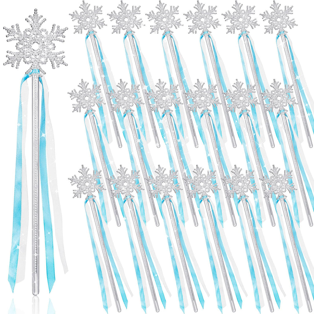 Gejoy Winter Snowflake Wand - 12-Pack Silver Snowflake Wands for Dress-Up and Parties