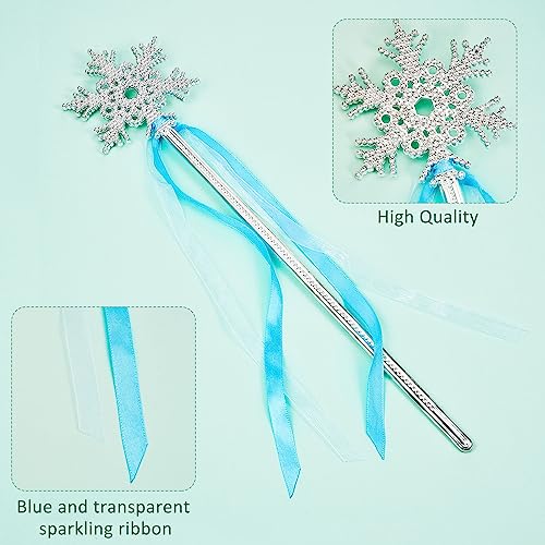 Gejoy Winter Snowflake Wand - 12-Pack Silver Snowflake Wands for Dress-Up and Parties