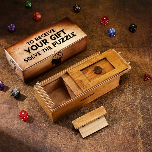 Gejoy Wooden Puzzle Box – 15.5 cm Brain Teaser with Hidden Compartment for Cash or Gifts