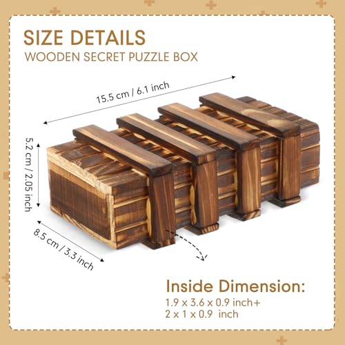 Gejoy Wooden Puzzle Box – 15.5 cm Brain Teaser with Hidden Compartment for Cash or Gifts