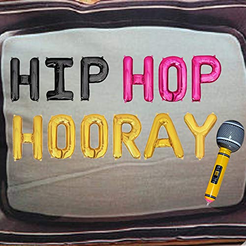 Geloar Hip Hop Hooray Balloons Banner Set - 16-Inch Gold Mylar Foil Decorations for Birthday, Graduation, Baby Shower & More