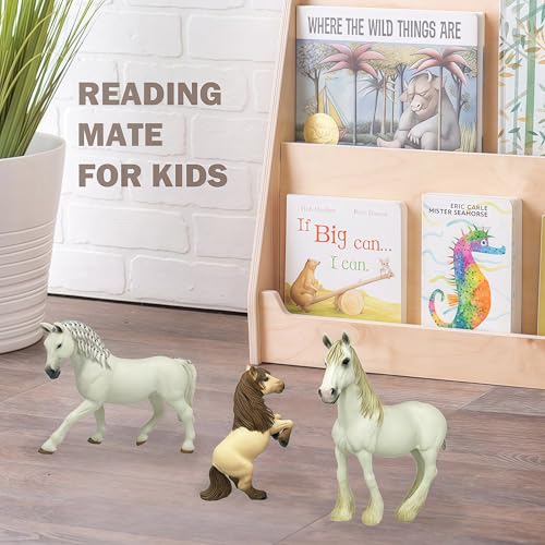 Gemini&Genius 3Pcs Horse Family Set - Realistic Hand-Painted Stallion, Mare & Foal Toy Figures for Kids, Cake Toppers, Farm Decor