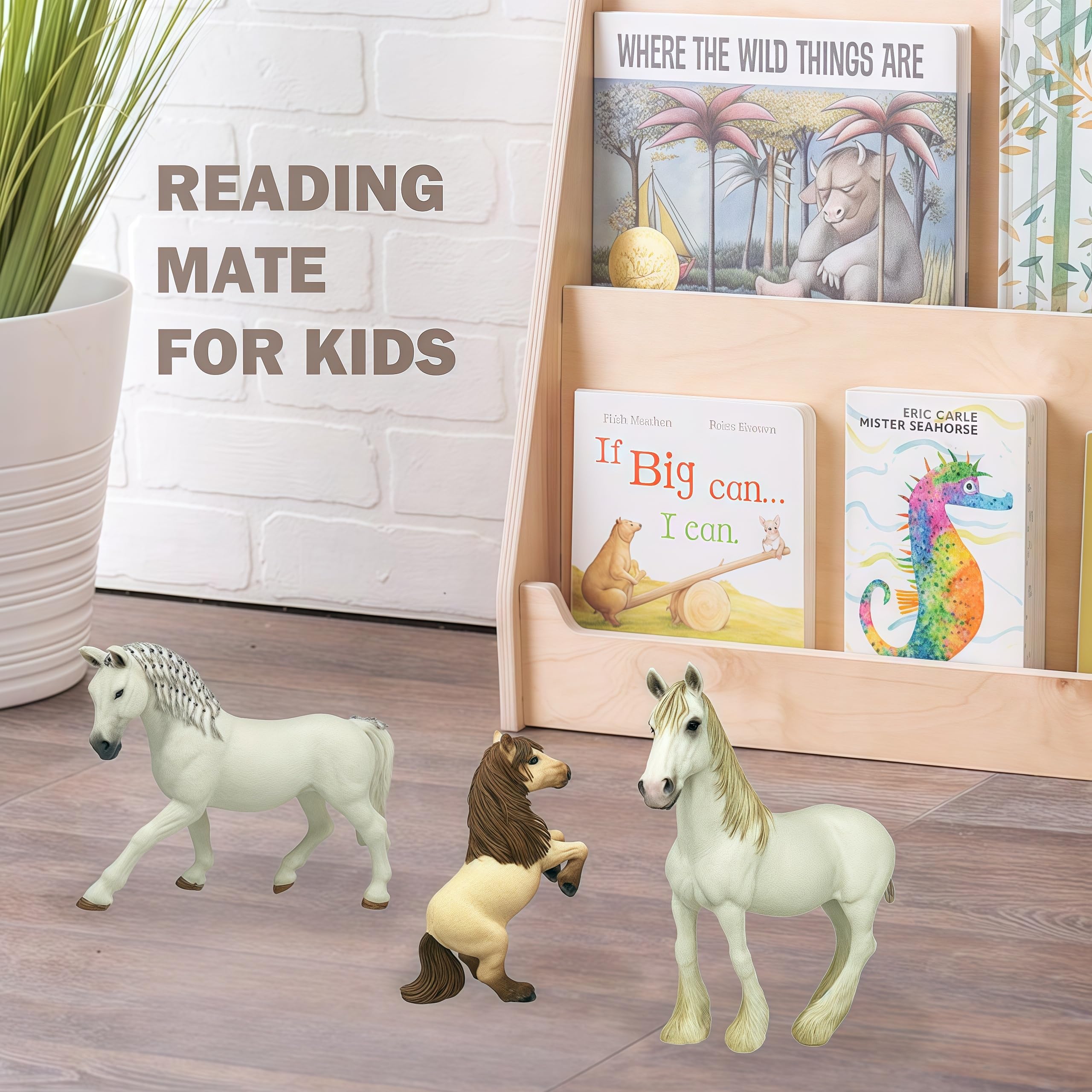 Gemini&Genius 3Pcs Horse Family Set - Realistic Hand-Painted Stallion, Mare & Foal Toy Figures for Kids, Cake Toppers, Farm Decor