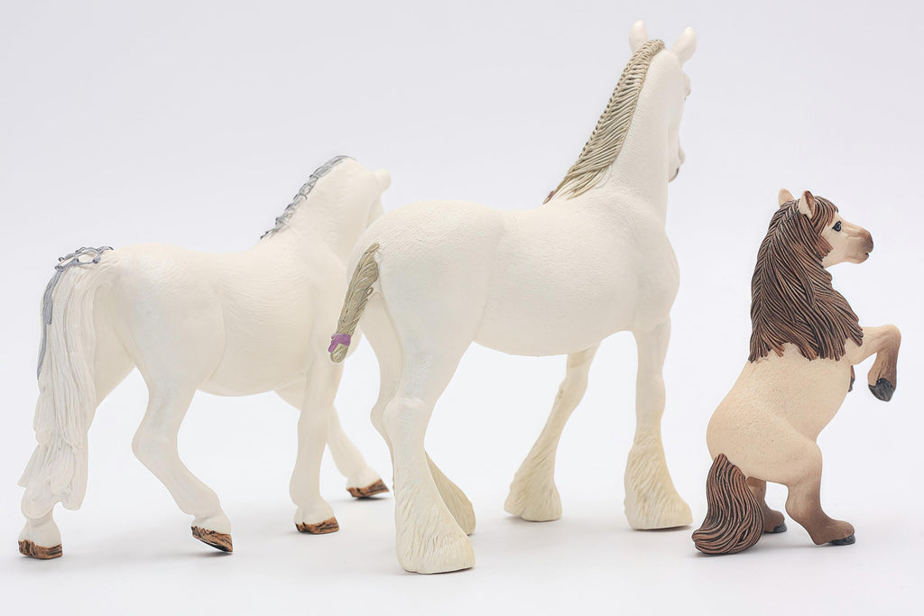 Gemini&Genius 3Pcs Horse Family Set - Realistic Hand-Painted Stallion, Mare & Foal Toy Figures for Kids, Cake Toppers, Farm Decor