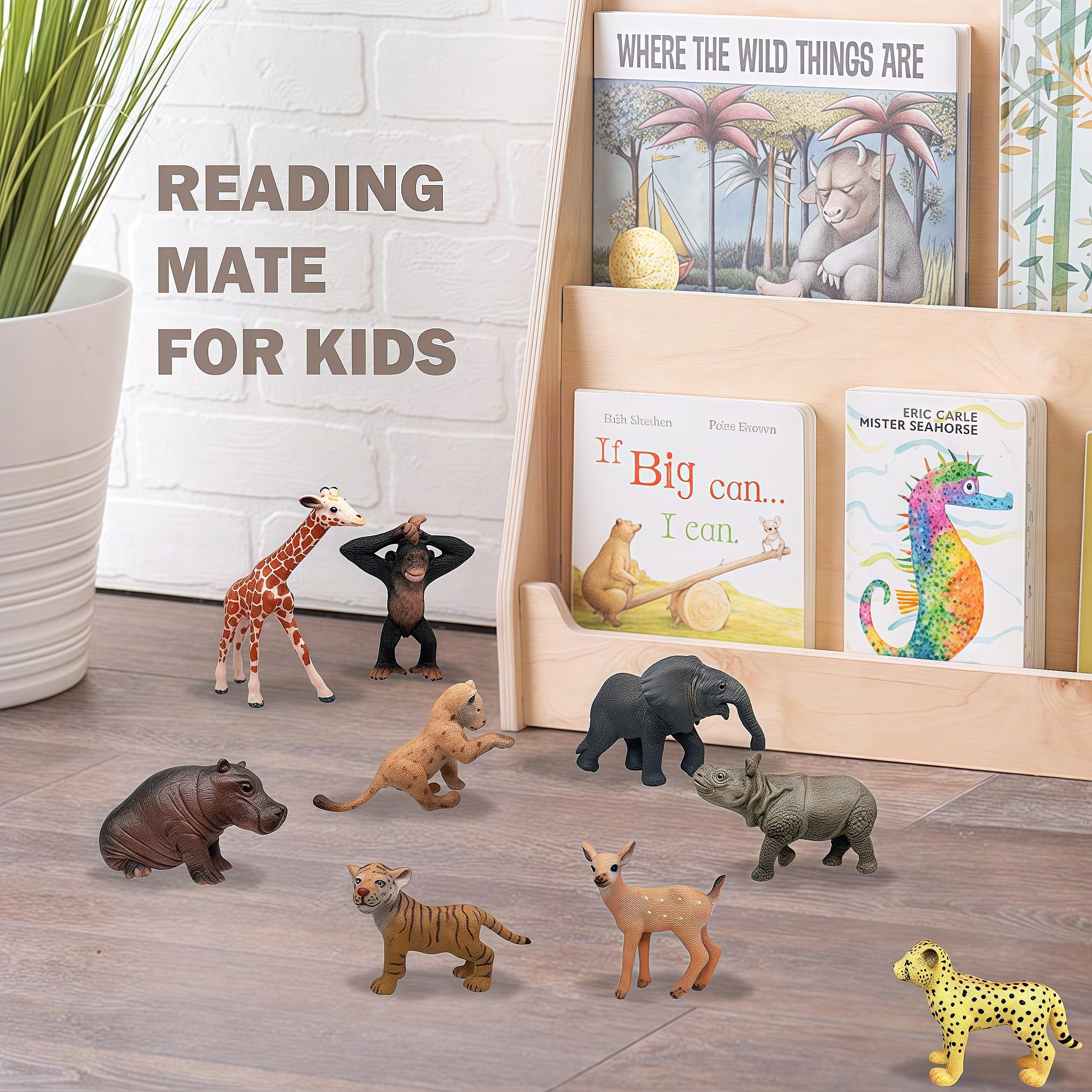 Gemini&Genius 9Pcs Wild Animal Figures Set - Realistic Plastic Jungle Animal Toys for Kids, Cake Toppers