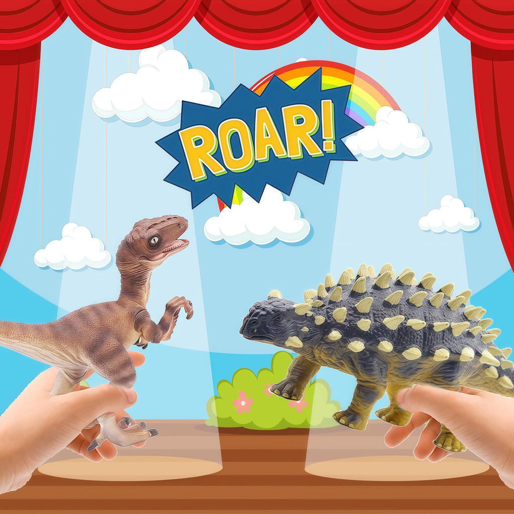 Gemini&Genius Ankylosaurus and Velociraptor Dinosaur Toys – Realistic Hand-Painted Moving Jaw Action Figures for Kids