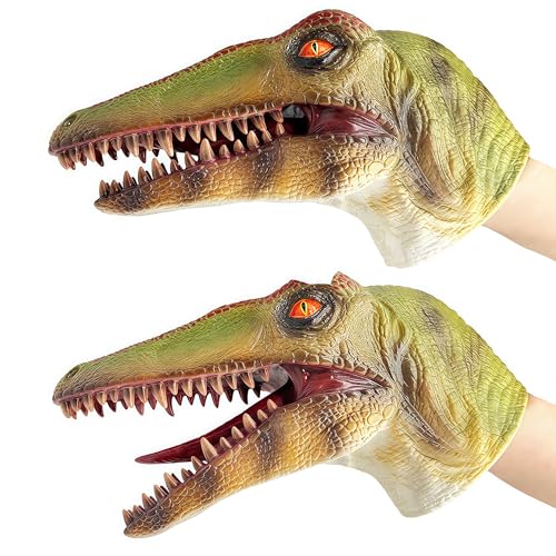 Gemini&Genius Compsognathus Dinosaur Hand Puppet – Soft Rubber Realistic Hand Puppet for Kids