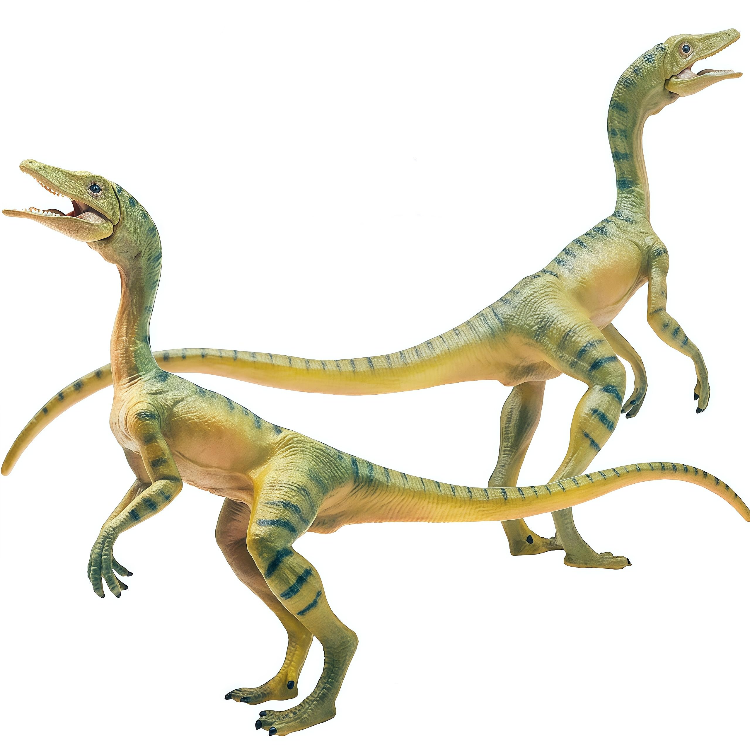Gemini&Genius Compsognathus Dinosaur Toy Set (2-Pack) – Hand-Painted Figurines with Moveable Jaw