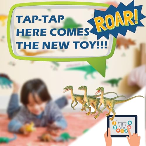 Gemini&Genius Compsognathus Dinosaur Toy Set (2-Pack) – Hand-Painted Figurines with Moveable Jaw