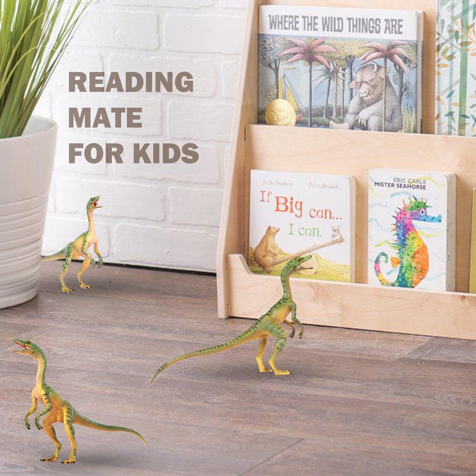 Gemini&Genius Compsognathus Dinosaur Toy Set (2-Pack) – Hand-Painted Figurines with Moveable Jaw