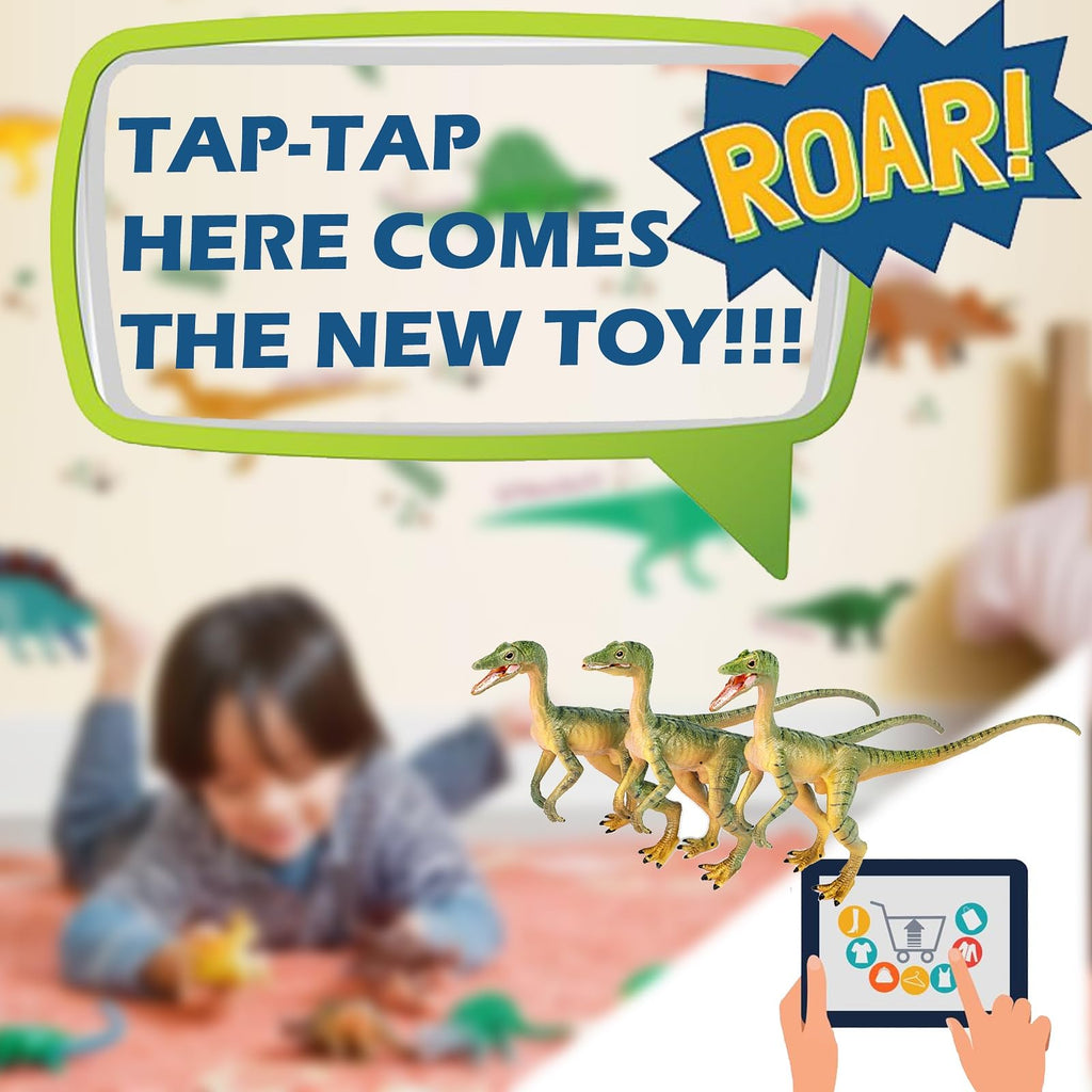Gemini&Genius Compsognathus Dinosaur Toy Set (2-Pack) – Hand-Painted Figurines with Moveable Jaw