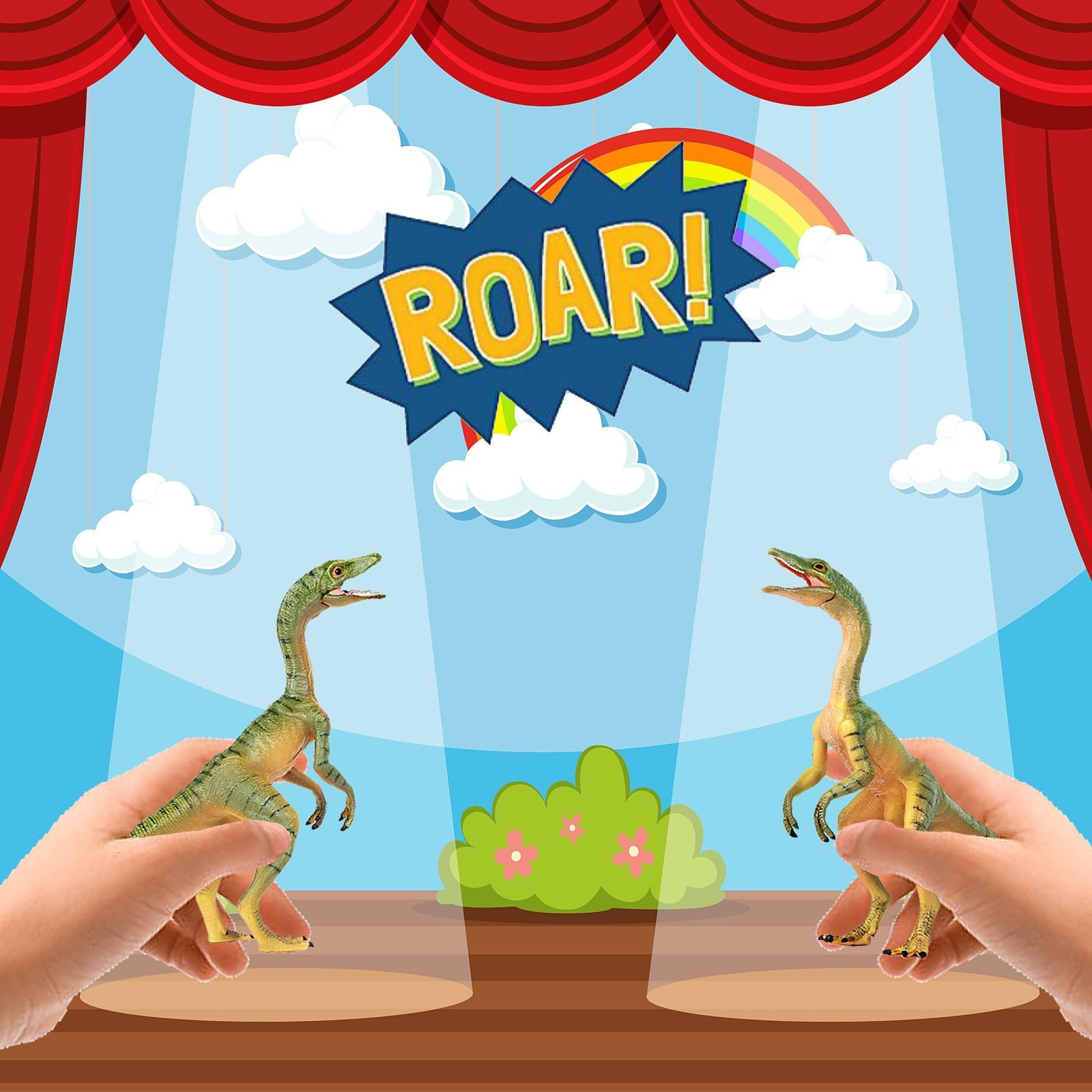 Gemini&Genius Compsognathus Dinosaur Toy Set (2-Pack) – Hand-Painted Figurines with Moveable Jaw