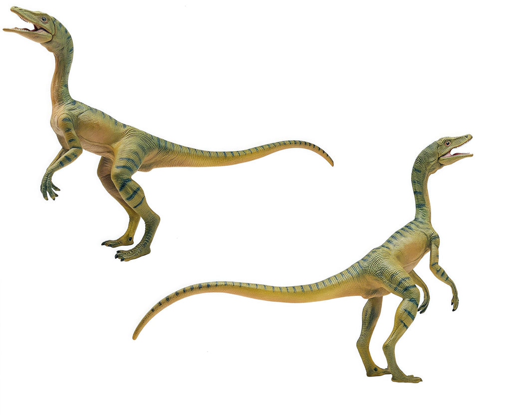 Gemini&Genius Compsognathus Dinosaur Toy Set (2-Pack) – Hand-Painted Figurines with Moveable Jaw