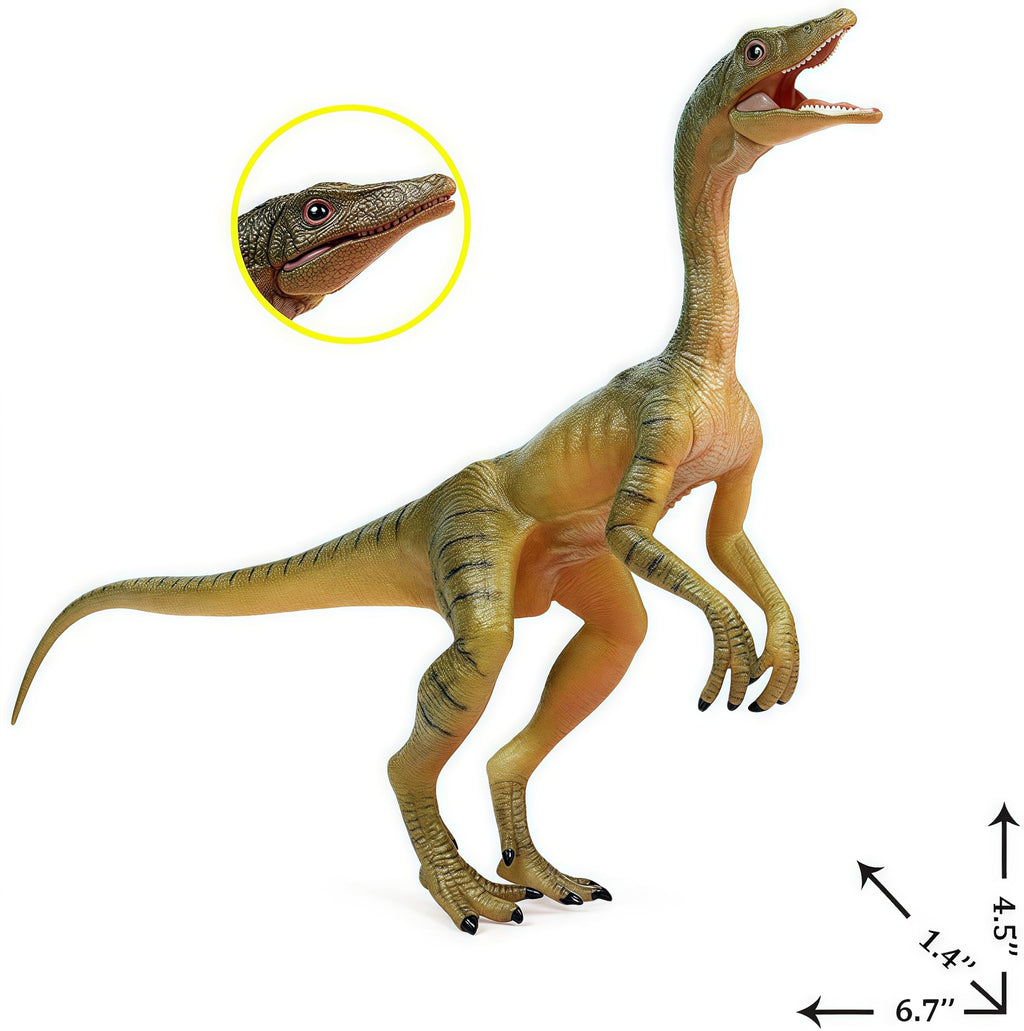 Gemini&Genius Compsognathus Dinosaur Toy Set (2-Pack) – Hand-Painted Figurines with Moveable Jaw