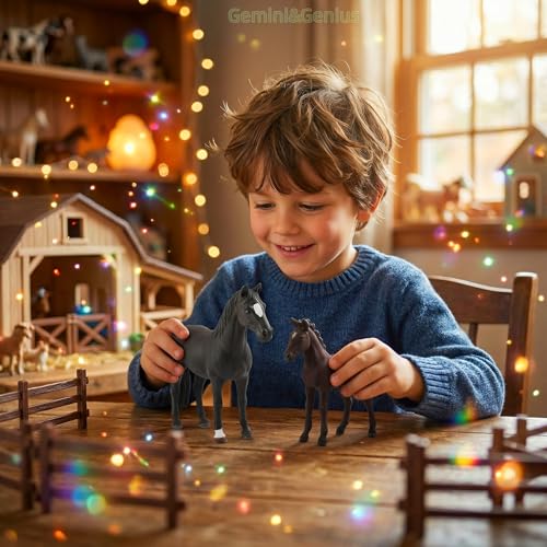 Gemini&Genius Horse Toy Set – Realistic Farm Animal Figures for Kids, Party Favors and Birthday Gifts