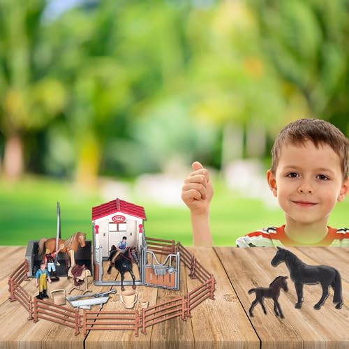 Gemini&Genius Horse Toy Set – Realistic Farm Animal Figures for Kids, Party Favors and Birthday Gifts