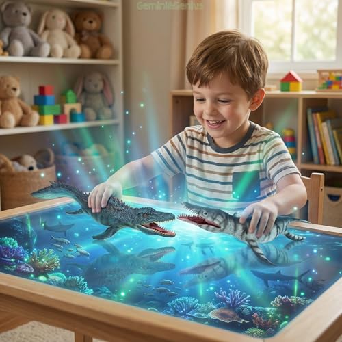 Gemini&Genius Mosasaurus Dinosaur Toy 13.4" Realistic Figure with Movable Jaw - Sea Monster Model for Display, Cake Topper, Gift