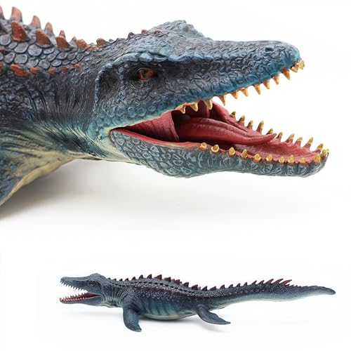 Gemini&Genius Mosasaurus Dinosaur Toy 13.4" Realistic Figure with Movable Jaw - Sea Monster Model for Display, Cake Topper, Gift