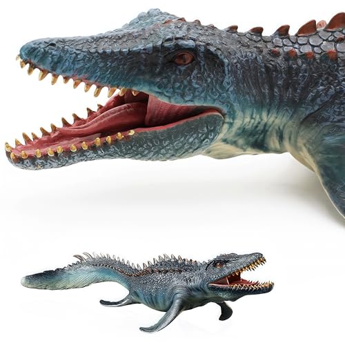 Gemini&Genius Mosasaurus Dinosaur Toy 13.4" Realistic Figure with Movable Jaw - Sea Monster Model for Display, Cake Topper, Gift