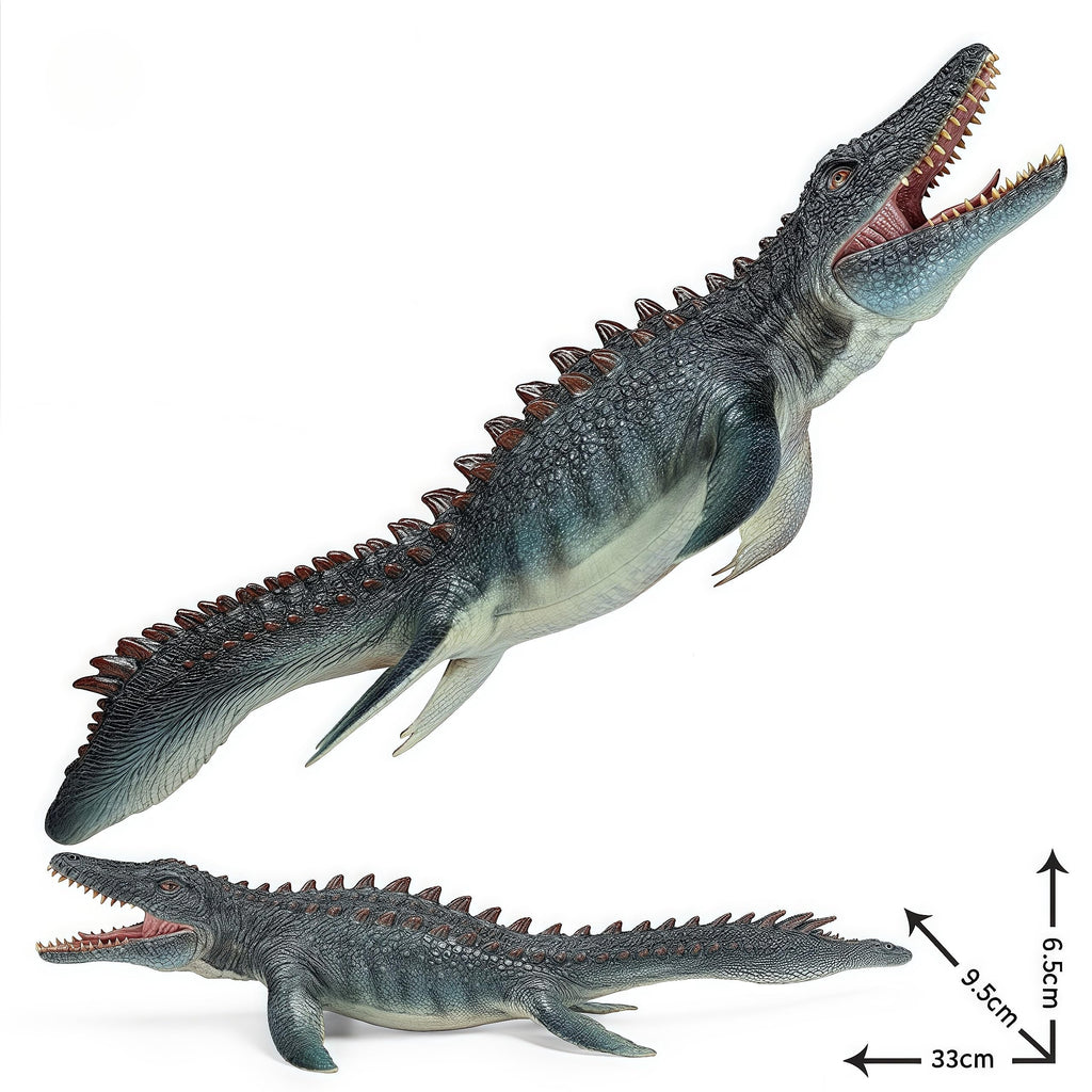 Gemini&Genius Mosasaurus Dinosaur Toy 13.4" Realistic Figure with Movable Jaw - Sea Monster Model for Display, Cake Topper, Gift