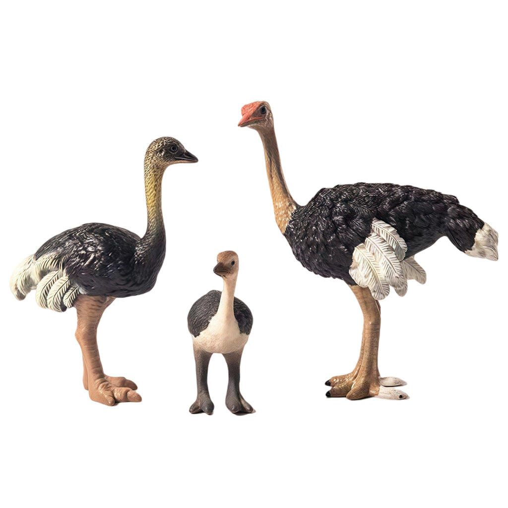 Gemini&Genius Ostrich Action Figure Set – Educational Jungle Animal Toys, Cake Toppers, Party Favors for Kids Ages 3+