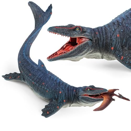 Gemini&Genius Realistic Mosasaurus & Pterosaur Dinosaur Toys, Hand-Painted with Moving Jaw, Safe ABS Plastic, Educational Playset for Kids