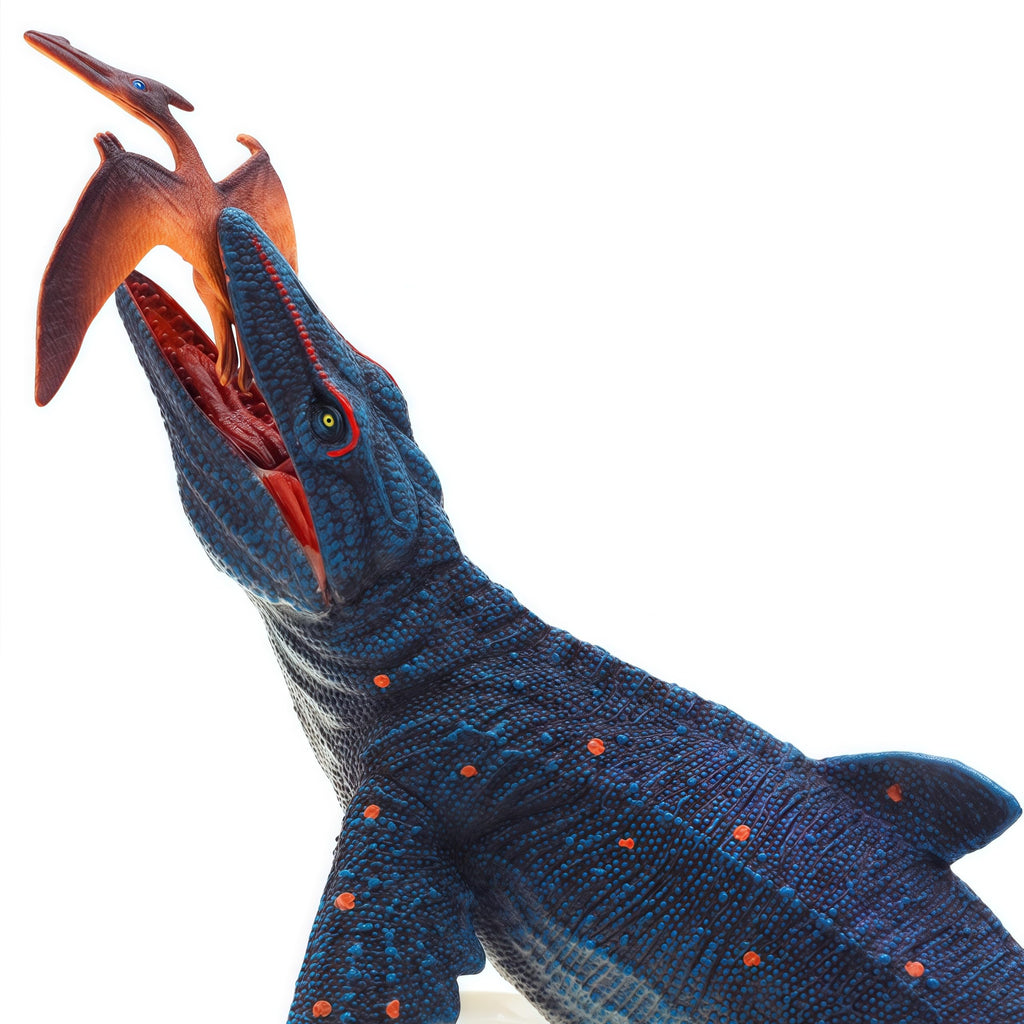 Gemini&Genius Realistic Mosasaurus & Pterosaur Dinosaur Toys, Hand-Painted with Moving Jaw, Safe ABS Plastic, Educational Playset for Kids