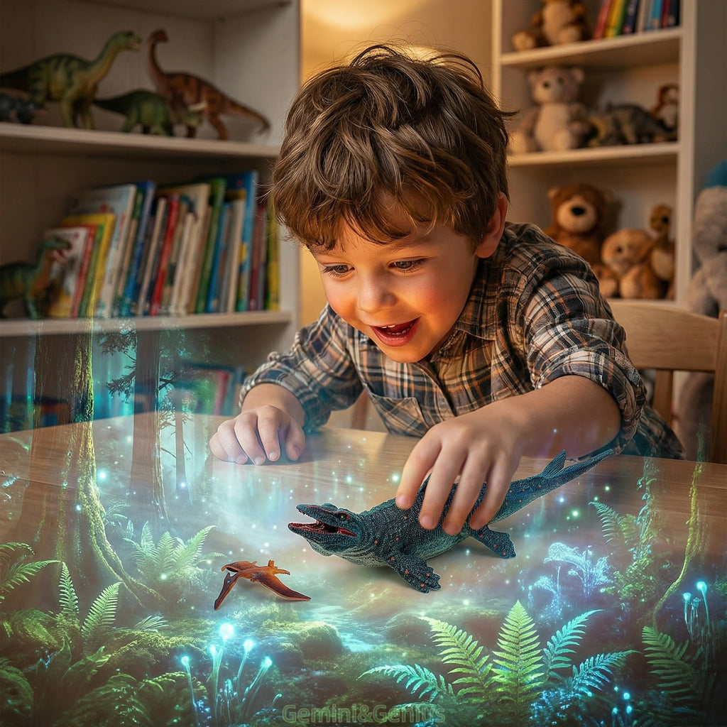 Gemini&Genius Realistic Mosasaurus & Pterosaur Dinosaur Toys, Hand-Painted with Moving Jaw, Safe ABS Plastic, Educational Playset for Kids