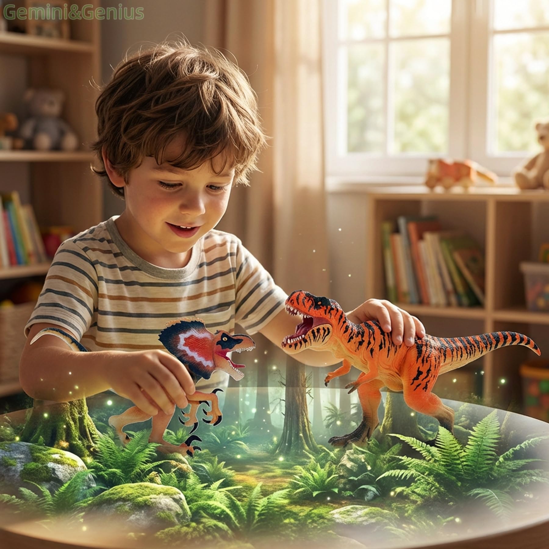 Gemini&Genius Realistic T-Rex Dinosaur Toy – Hand-Painted Movable Jaw Figurine for Kids