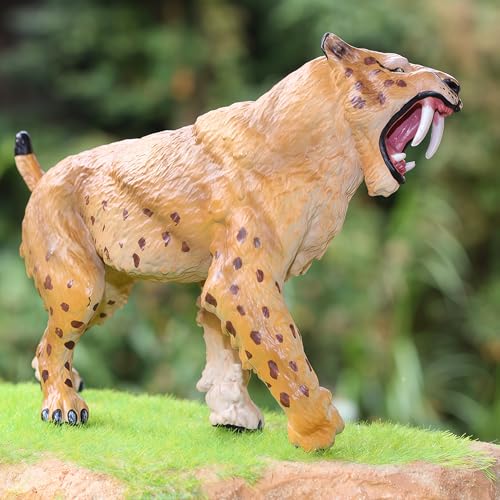 Gemini&Genius Saber-Toothed Tiger Action Figure – Smilodon Toy for Kids
