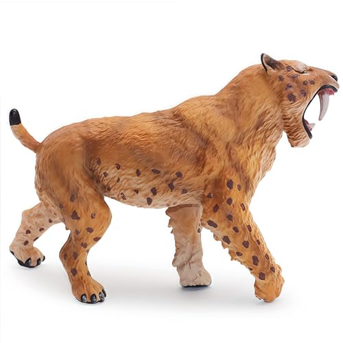 Gemini&Genius Saber-Toothed Tiger Action Figure – Smilodon Toy for Kids