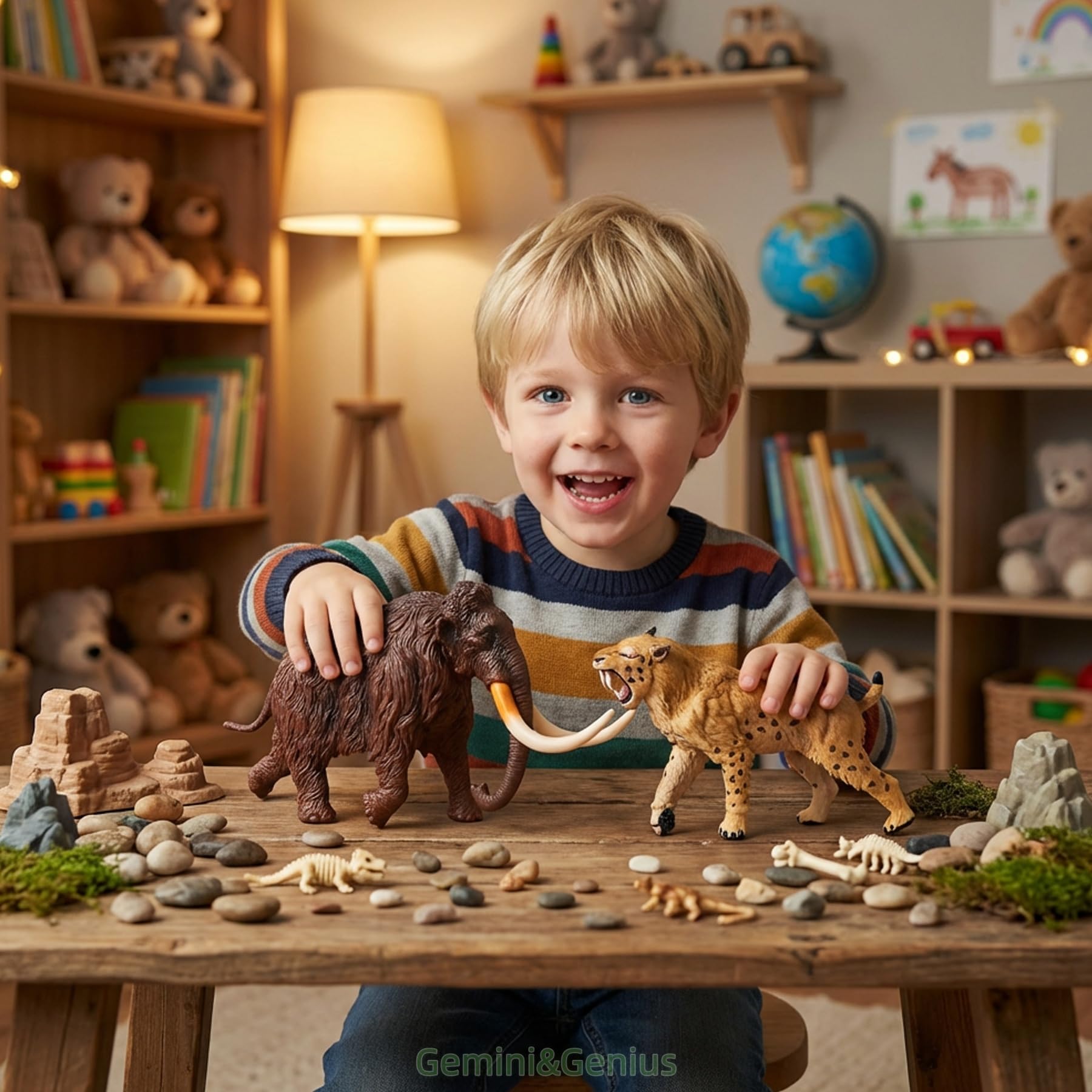 Gemini&Genius Saber-Toothed Tiger Action Figure – Smilodon Toy for Kids